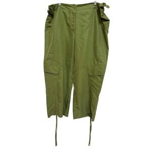 ELLEN TRACY Women's Green Cargo Capri Pants Size 16
